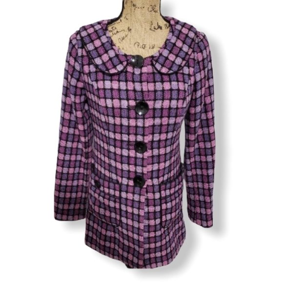 {Kensie Girl} Checkered Peacoat - Picture 1 of 5